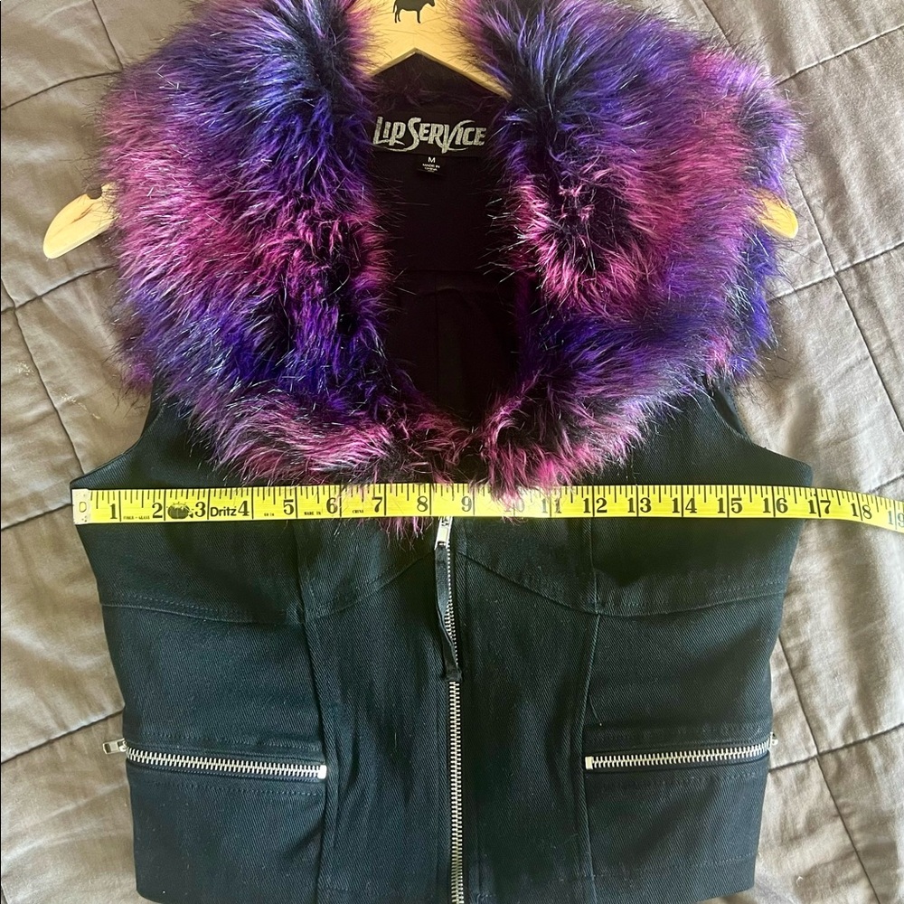 RARE Lip Service Fur vintage vest pink & purple